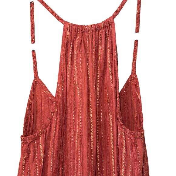 FRYE X Anthropologie 100% Cotton tieired halter dress XS Boho cottagecore - Picture 6 of 9